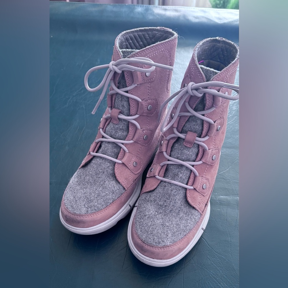 Sorel Pink and Gray Lace-Up Women's Boots